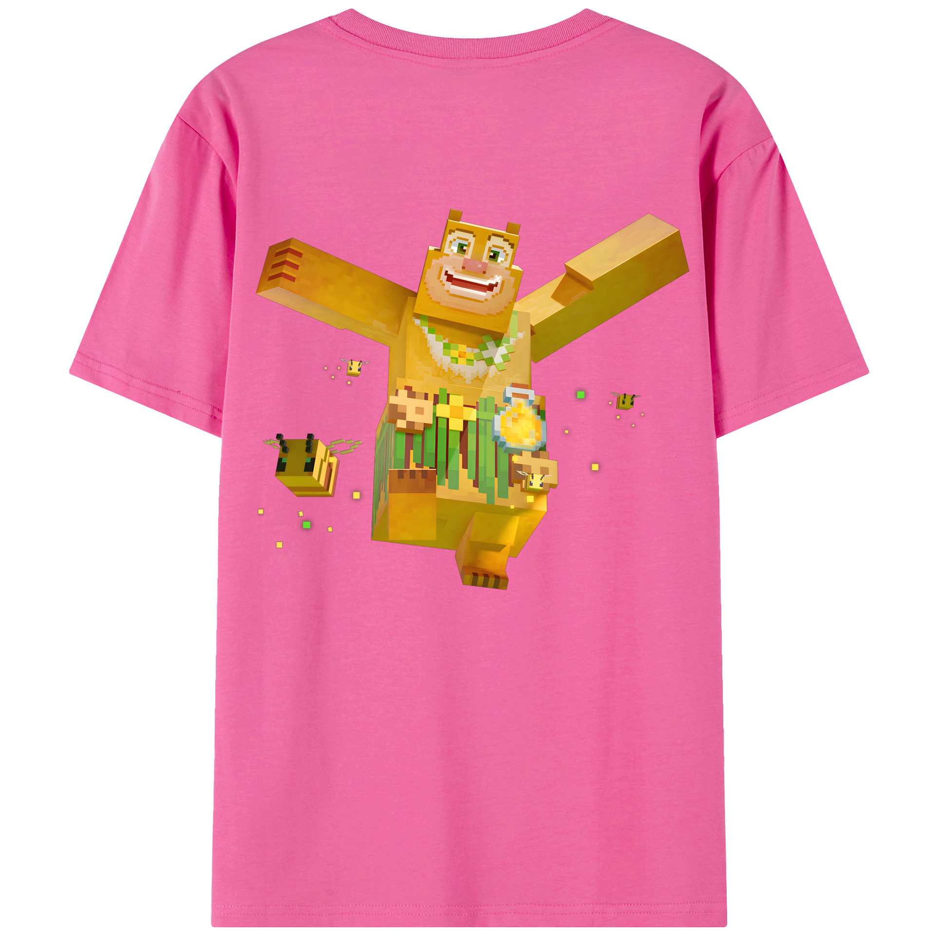 （画像用） マインクラフト ブロックの世界 Minecraft MC Block world レディース半袖Tシャツ(バックプリント)